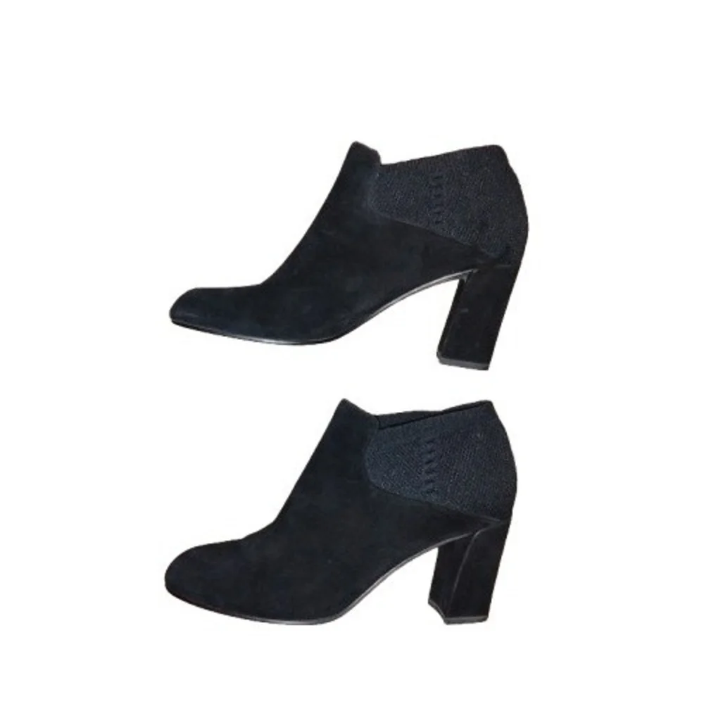 New Cond. Eileen Fisher Marcy Suede Stretch Knit Ankle Bootie Women’s 8.5 Black